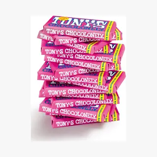 Tony's Chocolonely Witte Chocolade Reep Framboos Knettersuiker 15 X 180 Gram Chocola