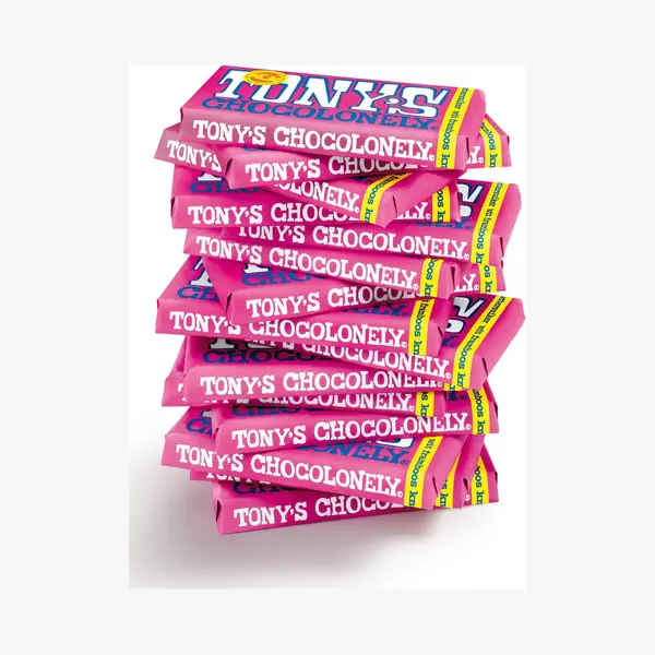 Tony's Chocolonely Witte Chocolade Reep Framboos Knettersuiker 15 X 180 Gram Chocola thumbnail