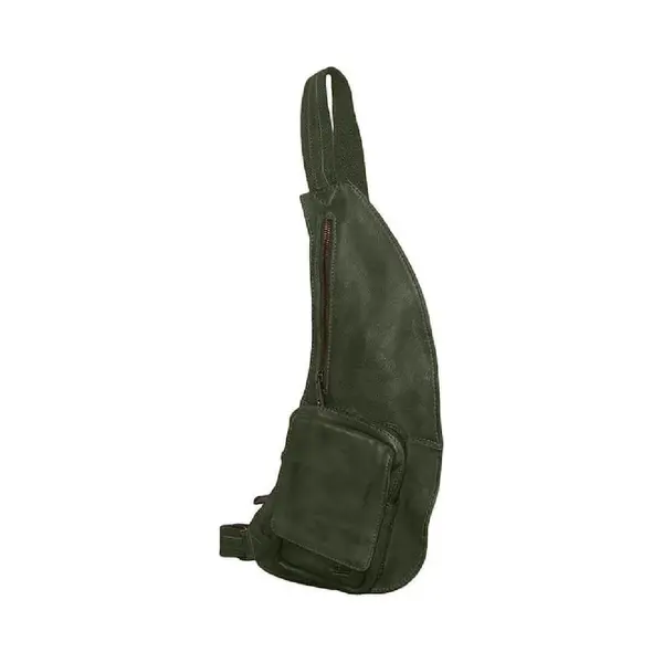 Beardesign Bear Design Han Leren Crossbodytas - Groen thumbnail
