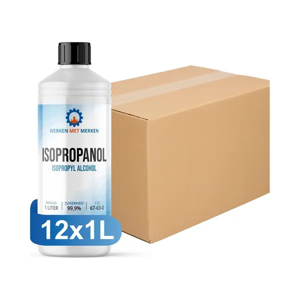 Werken met Merken Isopropanol 99, 9% Zuiver - Doos 12 X 1 Liter - Ipa - Isopropyl Alcohol thumbnail