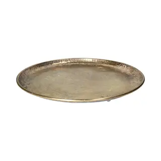 Hbx Natural Living Kaarsenbord/decoratie Dienblad - Goud - Metaal - D47 X H4 Cm - Rond - Tafeldecoratie Schaal