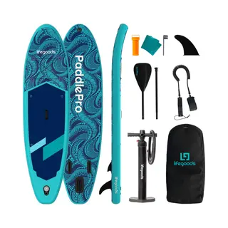 LifeGoods Sup Board All-round Compact - 100 Kg Belastbarkeit - 300 X 76 Cm - Aufblasbar - Sup-Komplettpaket - Blau