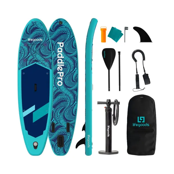 LifeGoods Sup Board All-round Compact - 100 Kg Belastbarkeit - 300 X 76 Cm - Aufblasbar - Sup-Komplettpaket - Blau thumbnail