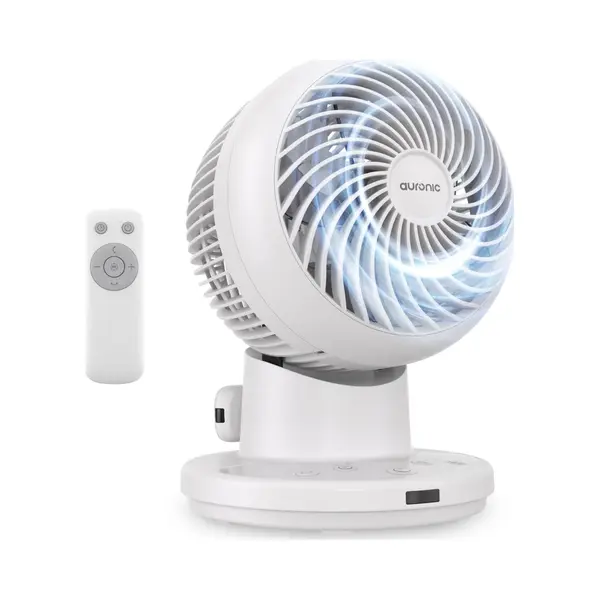 Auronic Tischventilator – Mini-Ventilator – Mit Fernbedienung Und Timer – Automatische Schwenkfunktion 85° – 9 Meter Luftstrom – Weiß thumbnail