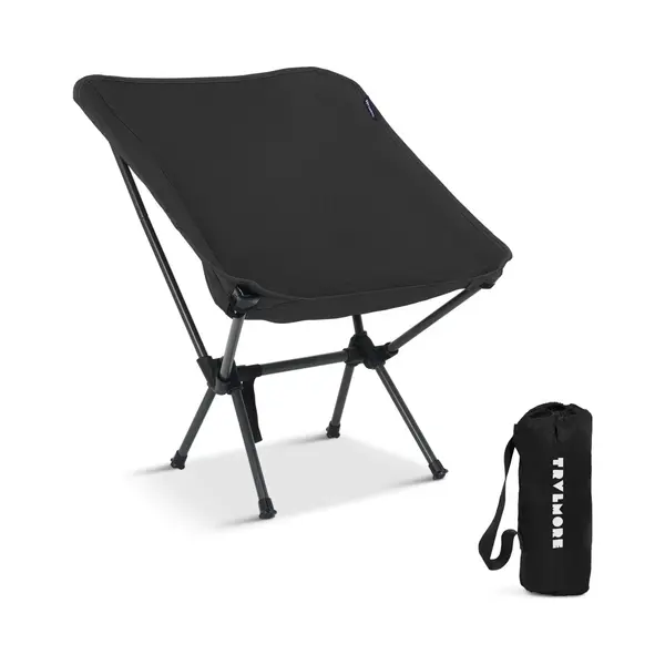 Trvlmore Campingstuhl - Faltbar - 100KG Tragkraft - Inkl. Tragetasche - Klappstuhl - Angelstuhl - Campingstuhl - Klappstuhl - Schwarz thumbnail