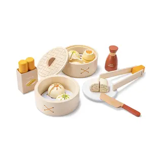 Woet® Houten Dim Sum Speelset - 23-delig Aziatisch Rollenspel Speelgoed - Inclusief Dumplings, Stokjes, Sojasaus En Stoommandjes - Fsc Educatief