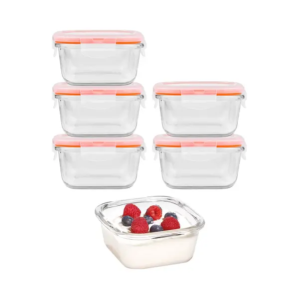 Lock&Lock Glazen Vershoudbakjes - Glazen Meal Prep Bakjes - Glazen Bakjes Met Deksel - Ovenschaaltjes Met Deksel - Airfryer Bakjes - Bewaarbakjes - thumbnail