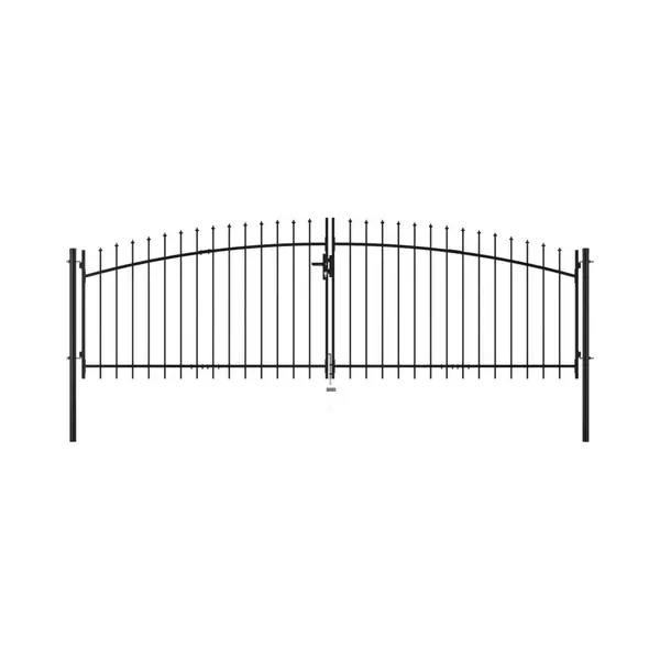 Double Door Fence Gate With Spear Top 400x150 Cm Vidaxl thumbnail