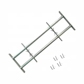 VidaXL Adjustable Security Grille Windows 500-650mm - Galvanised Steel With 2 Crossbars For House & Office Security, Easy Install
