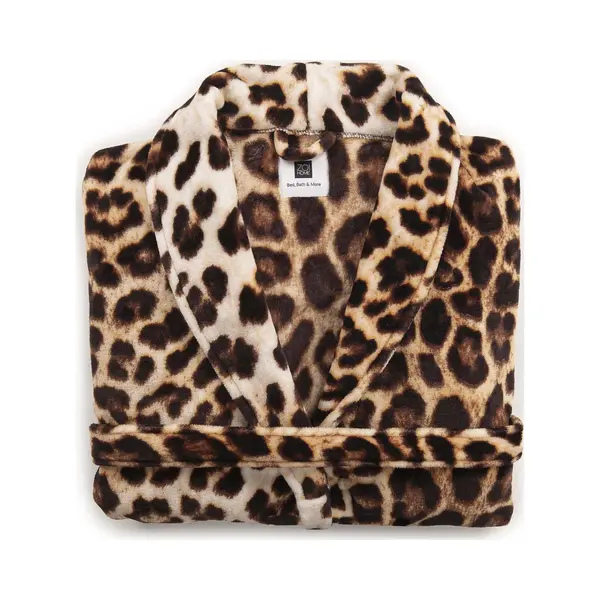 ZoHome Leopard Badjas Lang - Fleece - Maat M - Brown thumbnail
