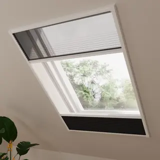 Raamdecoratie.com Dachfenster Fliegengitter Plissee Multi Verdunkelung Schwarz 100 X 160