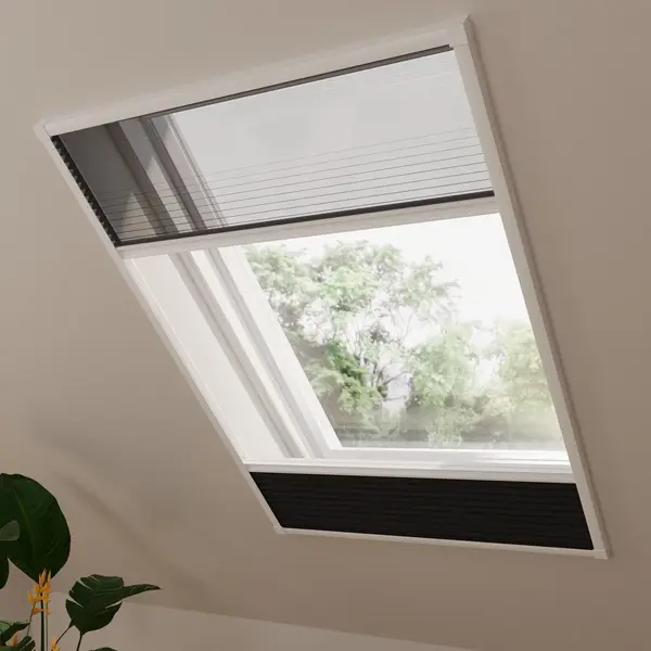 Raamdecoratie.com Dachfenster Fliegengitter Plissee Multi Verdunkelung Schwarz 100 X 160 thumbnail