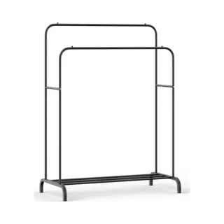 O'Daddy® Industrieel Kledingrek Met 2 Stangen - Garderoberek - Schoenenrek - 110 X 54 X 150 Cm - Zwart Metaal