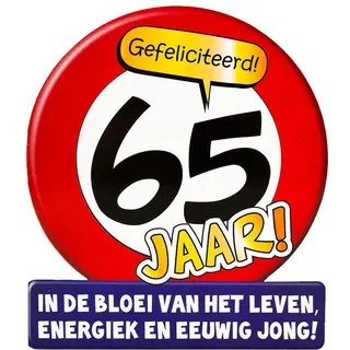 Fun en Feest Megastore Wenskaart/verjaardagskaart Stopbord 65 Jaar - 16 X 14 Cm - 65e Verjaardag - Cadeaukaart / Ansichtkaart