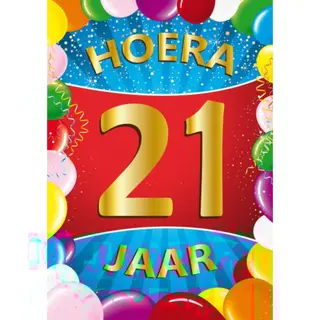 Bellatio Decorations Verjaardag Deurposter - 21 Jaar - Multi - 59 X 84 Cm - Feestartikelen