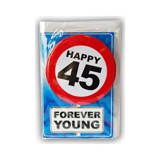 Miko 45 Jaar Geworden Happy Birthday Kaart - Met Cadeau Button - Verjaardag Wenskaart