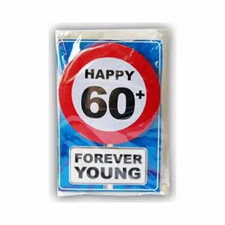 Miko 60 Jaar Geworden Happy Birthday Kaart - Met Cadeau Button - Verjaardag Wenskaart