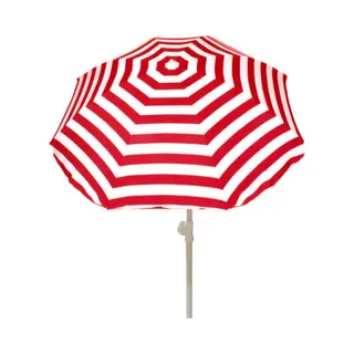 Summertime Strand Parasol - Rood/wit - D180 Cm - In Hoogte Verstelbaar - Uv Bestendig