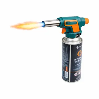 Eurocatch Gasbrenner 1300°C Mit Elektrischer Zuendung - Regulierbar - Inkl 227g Butan Gaskartusche - Loetbrenner Und Creme Brulee Brenner