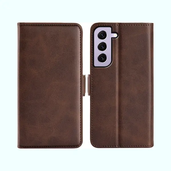 MobyDefend Hoesje - Geschikt Voor Samsung Galaxy S23 - Luxe Wallet Book Case (Sluiting Zijkant) - Bruin thumbnail