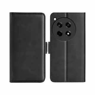 MobyDefend Hoesje - Geschikt Voor OnePlus 12R - Luxe Wallet Book Case (Sluiting Zijkant) - Zwart