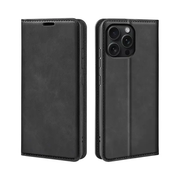 MobyDefend Hoesje - Geschikt Voor IPhone 16 Pro Max - Luxe Wallet Bookcase (Magnetische Sluiting) - Zwart thumbnail