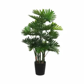 Mica Decorations Grote Kunstplant - Philodendron - Groen - 120 Cm - Zwarte Pot