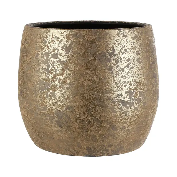 Mica Decorations Bloempot - Goudkleurig - Keramiek - 16 X 13 Cm - Plantenpotten thumbnail