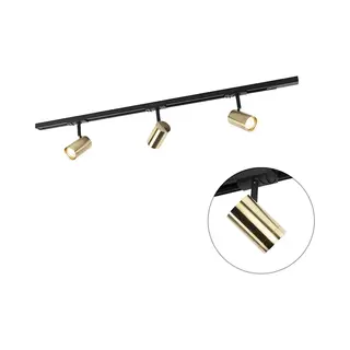 Qazqa Jeana - Moderne Spot Railsysteem Verlichting, Railverlichting Geschikt Voor Led - 3 Lichts - L 100 Cm - Zwart Goud - Woonkamer | Slaapkamer |