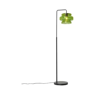 Qazqa Stehlampe Denise, Ohne Leuchtmittel, E27, Grün, Retro, Glas, 1-flammig