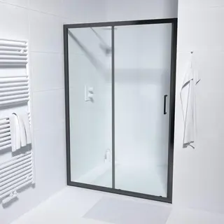 Marenza Slide Quick Fit Schuifdeur - 90x190cm - 6mm Veiligheidsglas - Alu Profiel - Anti Kalk - Mat Zwart