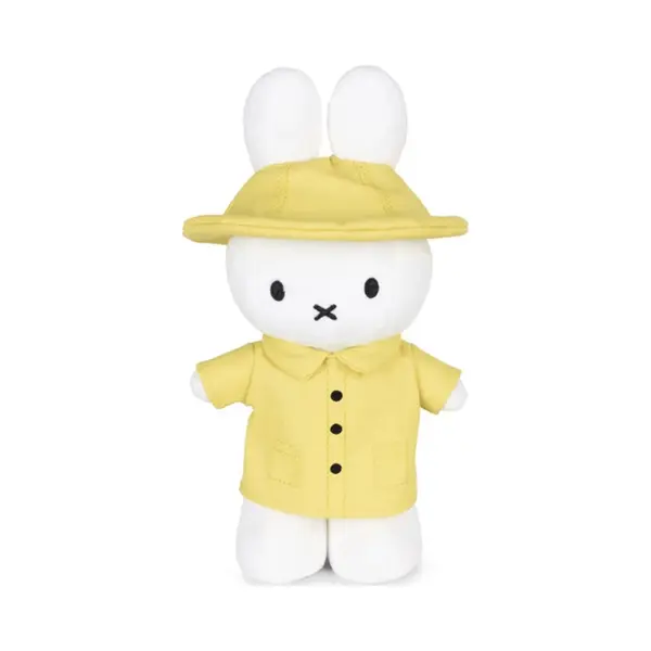 Bon Ton Toys - Miffy Knuffel Staand 24 Cm – Geel Regenpak – Duurzaam & Handgemaakt thumbnail