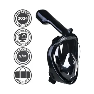 Snorkelmasker Volwassenen S/M- Snorkelset Zwart - Full Face Duikmasker - Duikbril Met Snorkel - Snorkelen En Duiken In 2024