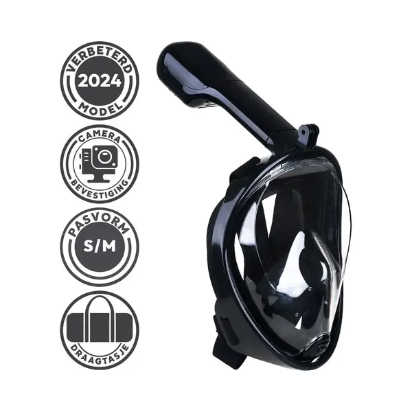 Snorkelmasker Volwassenen S/M- Snorkelset Zwart - Full Face Duikmasker - Duikbril Met Snorkel - Snorkelen En Duiken In 2024 thumbnail