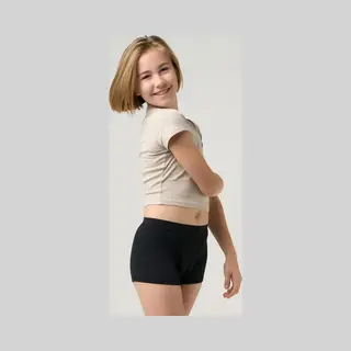moodies period undies Moodies Menstruatie Ondergoed Tiener - Bamboe Boyshort - Gemiddeld-zwaar Kruisje - Maat 164/170 (S) - Zwart
