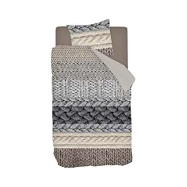 Snoozing Knitted Wool - Flanel - Dekbedovertrek - Eenpersoons - 140x200/220 Cm - Multi Kleur thumbnail
