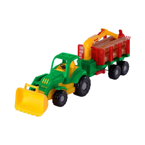 Polesie Cavallino Klassieke Tractor Met Aanhanger En Hout, 61 Cm thumbnail