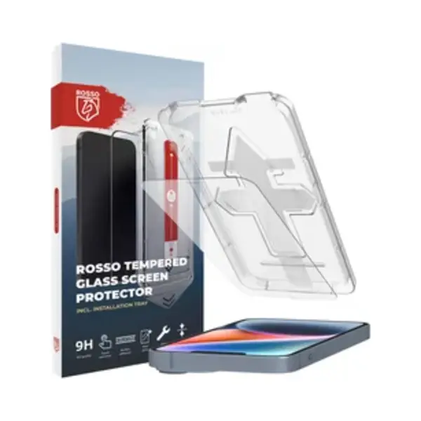 Rosso Screen Protector Geschikt Voor Apple IPhone 14 | Gehard Glas | Beschermglas | Glasplaatje | Case Friendly | Met Installatietray | Eenvoudige thumbnail