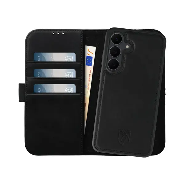 Rosso Elite Hoesje Geschikt Voor Samsung Galaxy S25 Fe | Compatibel Met MagSafe / Qi2 | Book Case En Back Cover | Magnetisch Uitneembaar | Echt Leer thumbnail