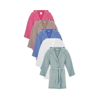 Relax Company Katoenen Kinderbadjas Mousseline - Capuchon - 6 Kleuren-lichtgrijs-7-8 Jaar
