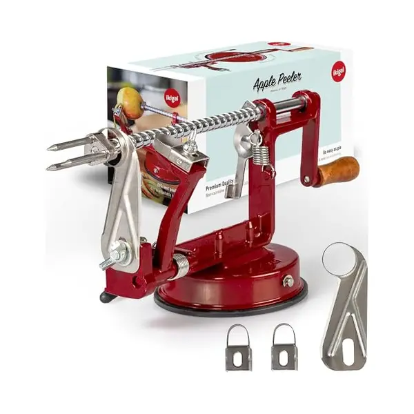 Ikigai Apple Peeler Slicer Corer - Heavy Duty Apple Pealer With Suction Base - Old Fashioned Spiral Cutter - Durable Peeling Machine - Including 3 thumbnail