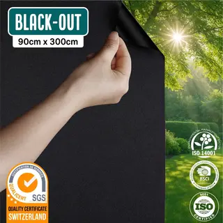 Homewell Verduisteringsdoek 90x300cm - Raamfolie Verduisterend - 100% Blackout - Anti Inkijk, Isolerend En Zonwerend - Herbruikbaar - Statisch –