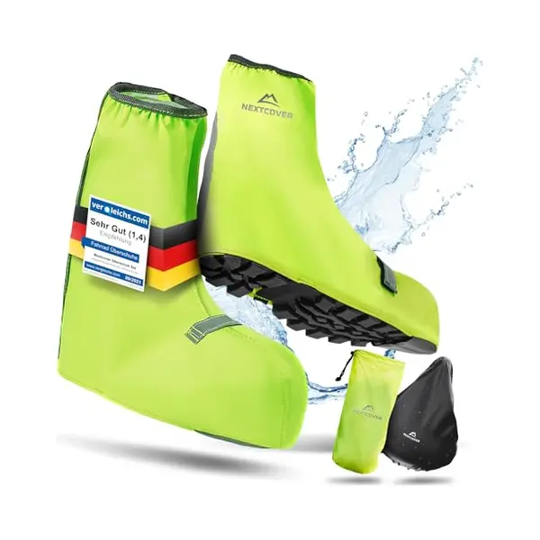 Nextcover® Schuhüberzieher Wasserdicht I 100% Wasserdichte Fahrrad Überschuhe I Reflektierende Regenschutz Schuhe I Regenüberzieher Schuhe I thumbnail
