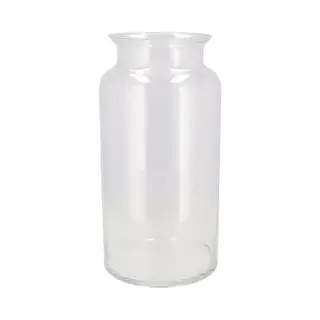 Dk Design Bloemenvaas Melkbus Fles Model Milky - Transparant Glas - 19 X 30 Cm - Mondgeblazen
