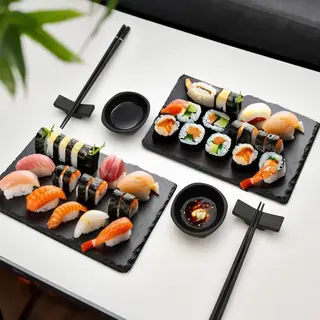 Mikamax Sushi-Set Für Zwei – 8-teiliges Geschenkset Mit Stäbchen Und Dippschälchen – Premium Sushi-Servierset