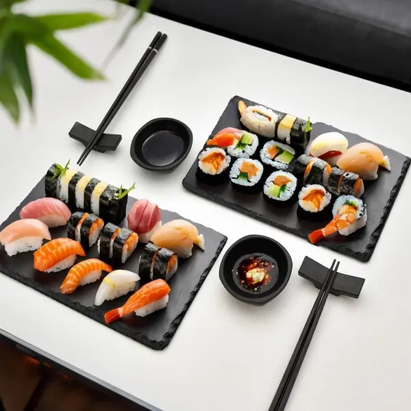 Mikamax Sushi-Set Für Zwei – 8-teiliges Geschenkset Mit Stäbchen Und Dippschälchen – Premium Sushi-Servierset thumbnail