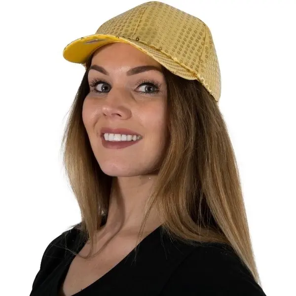 Glitter Party Kleding Glitter Pailletten Disco Baseball Cap - Gouden Petje Dames thumbnail