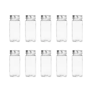 Krumble Kruidenpotten Set Van 10 - Kruidenpotjes - Kruidenpotjes Met Deksel - Kruidenpotten Van Glas - 120 Ml - 4, 4 X 4, 4 X 10, 5 Cm (lxbxh)
