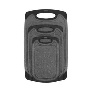 Krumble Snijplanken - Set Van 3 - Met Anti-slip Handvaten - 3-delig - Vaatwas Bestendig - Snijplankenset - 3 Formaten - Antraciet - Zwart - Kunststof