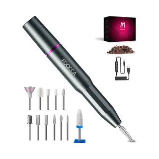 Foocca® Elektrische Nagelvijl - Nagelfrees 20000 Rpm - Bedraad - Foocca Pen - 12 Bitjes + 55 Schuurrolletjes - Manicure En Pedicure Set -